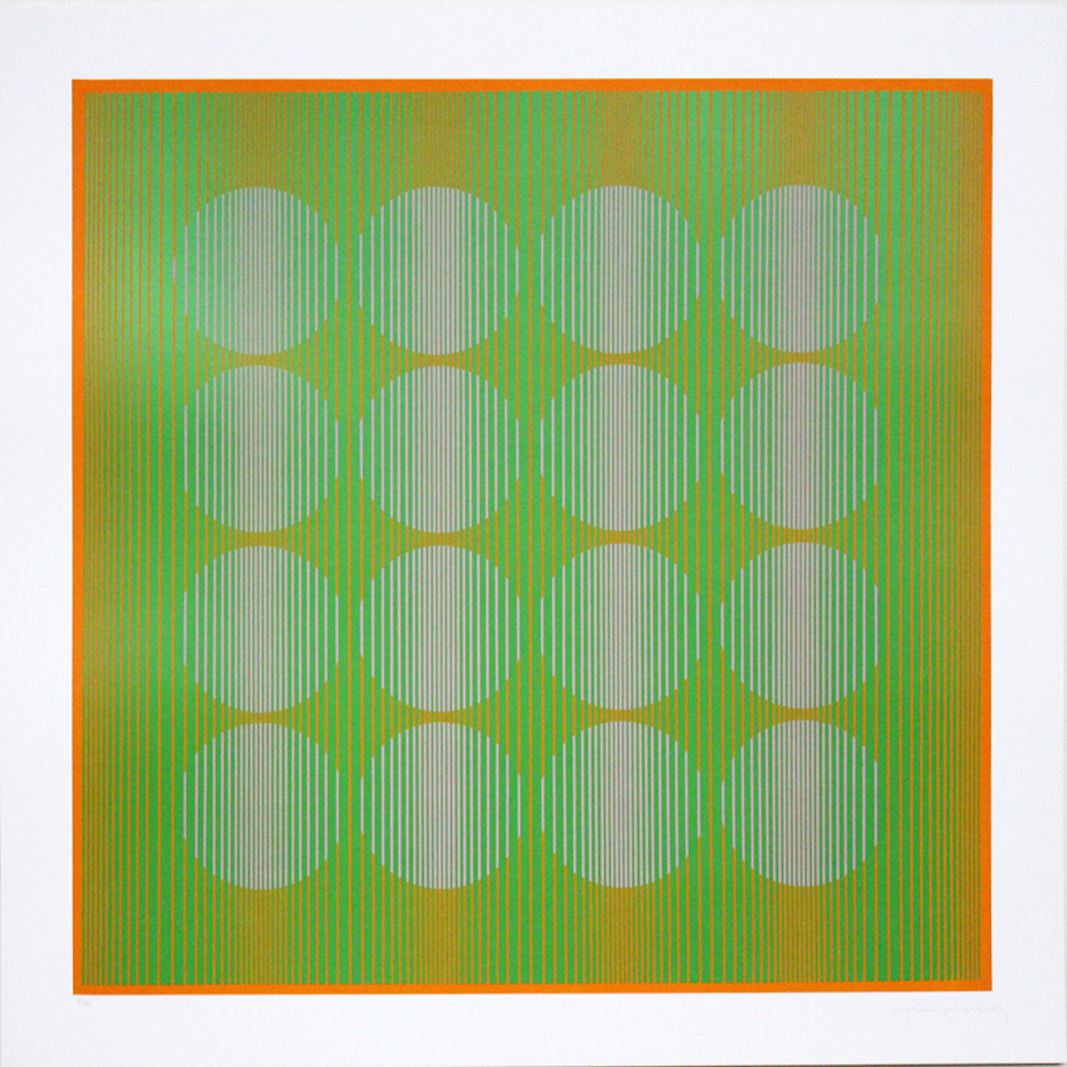 Green Rings in Orange | 24.5" x 24.5”
