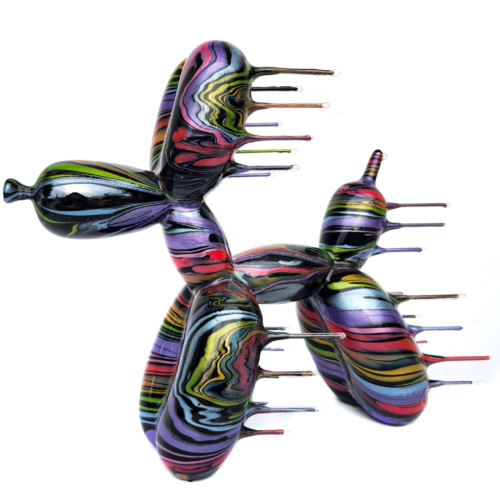 Blown Away Balloon Dog (Black Metal Rainbow)