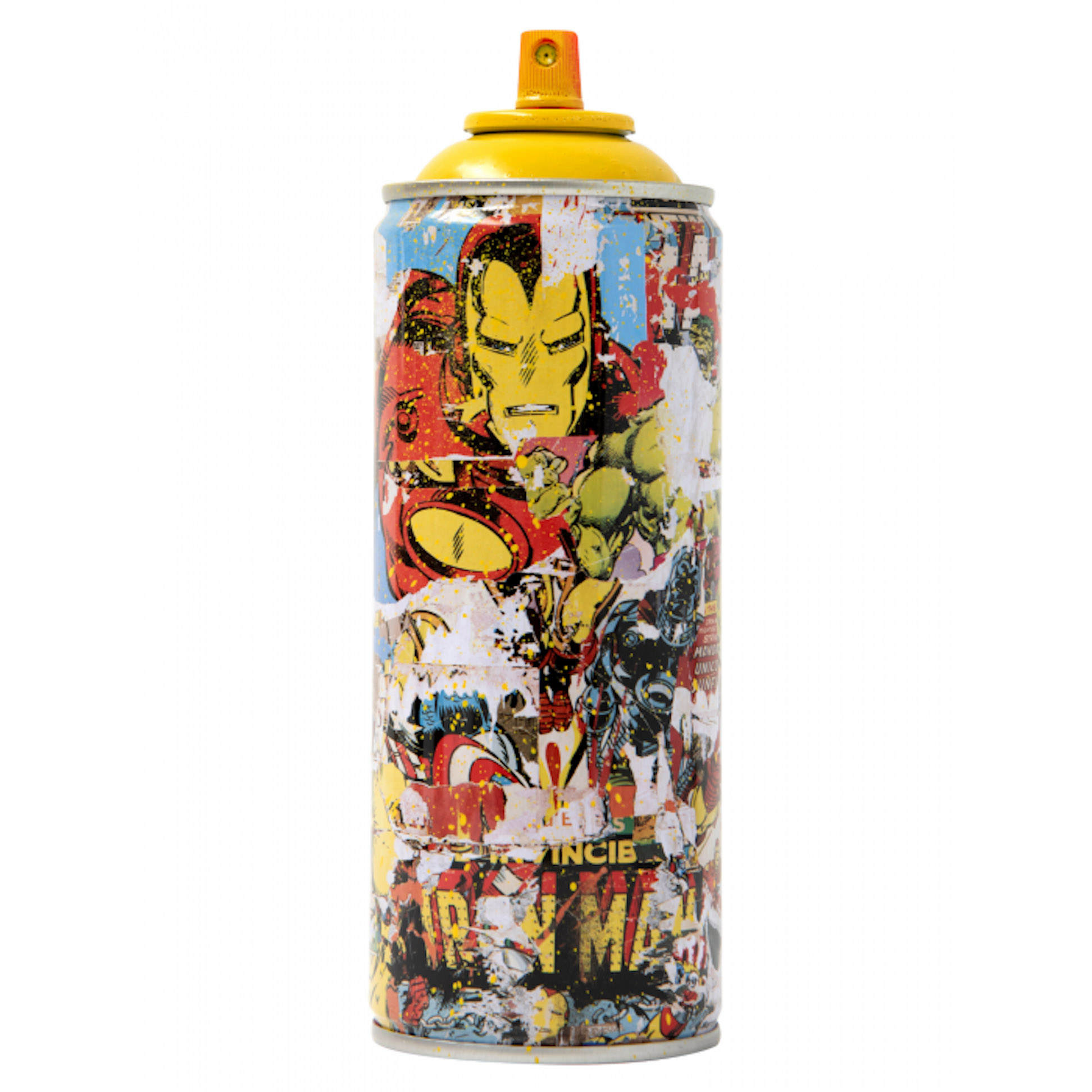 Iron Man Metal Spray Can - Yellow l 7.5" x 2.5"