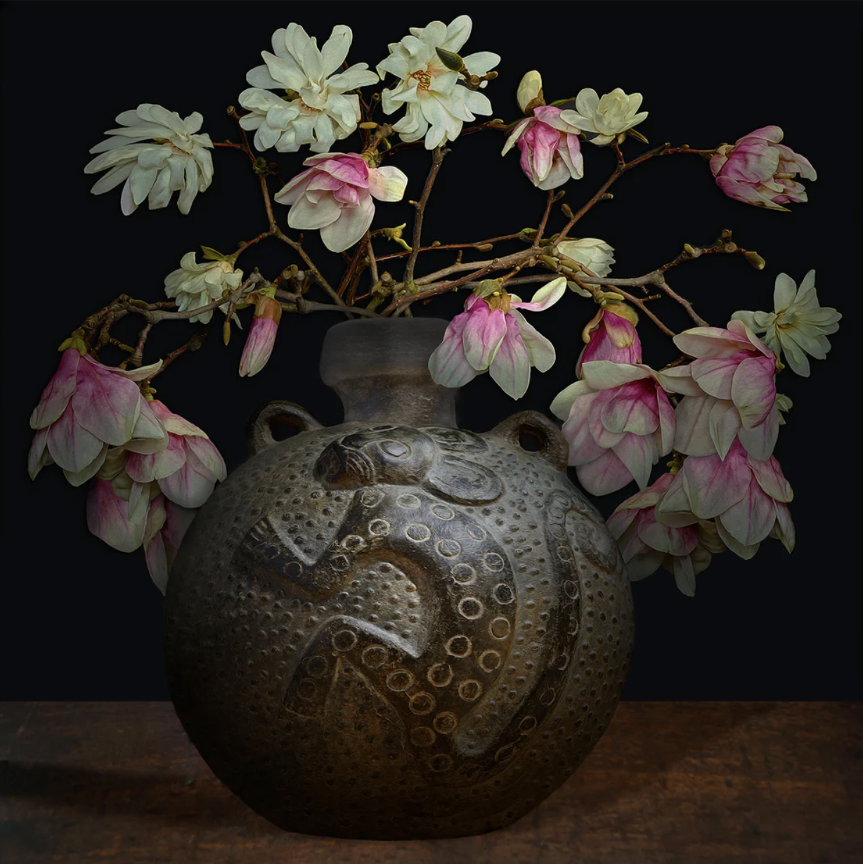 Magnolias in an Ancient American Vessel (Vessel courtesy Gardiner Museum)