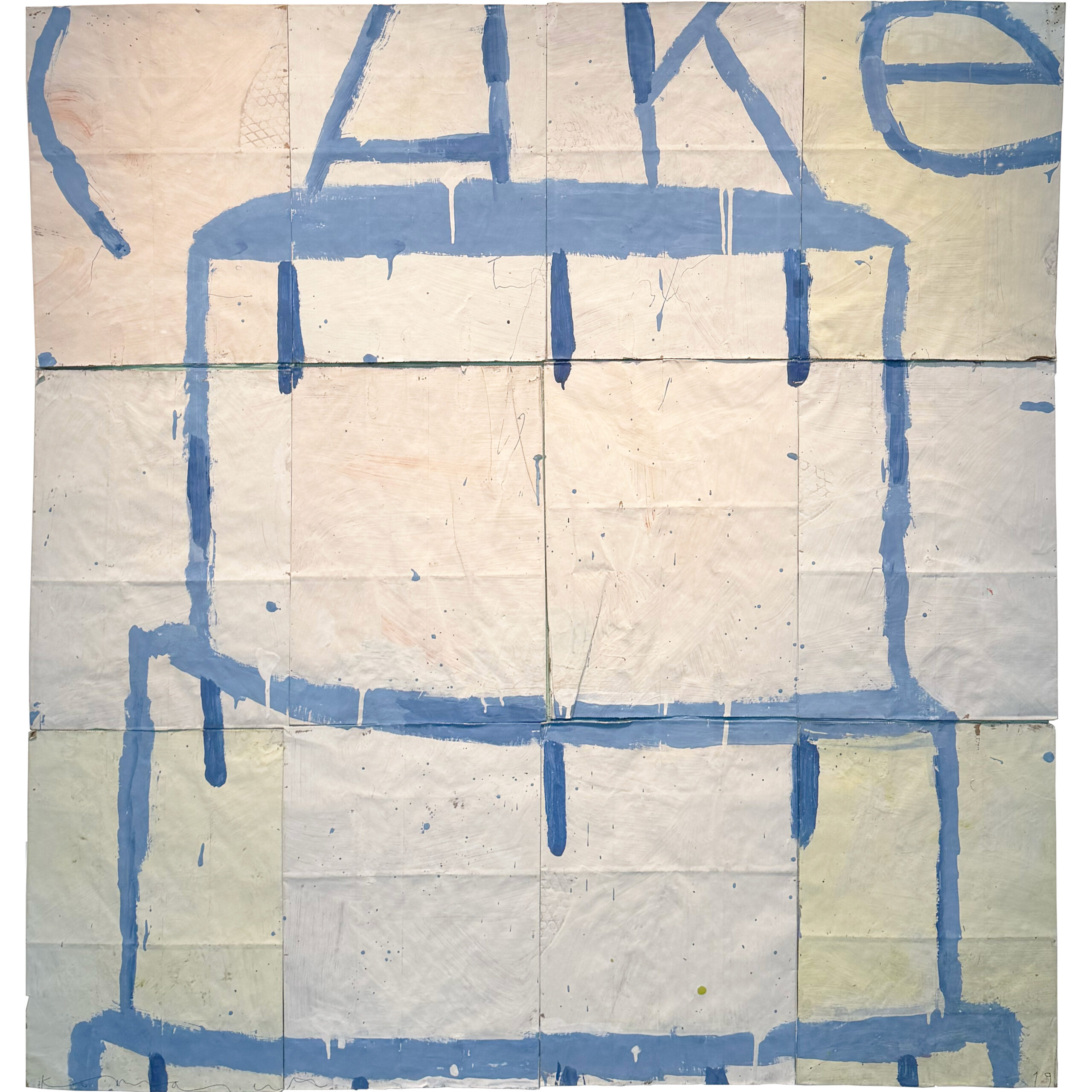 Cornflower Blue on Creme | 55" x 52.5" Framed