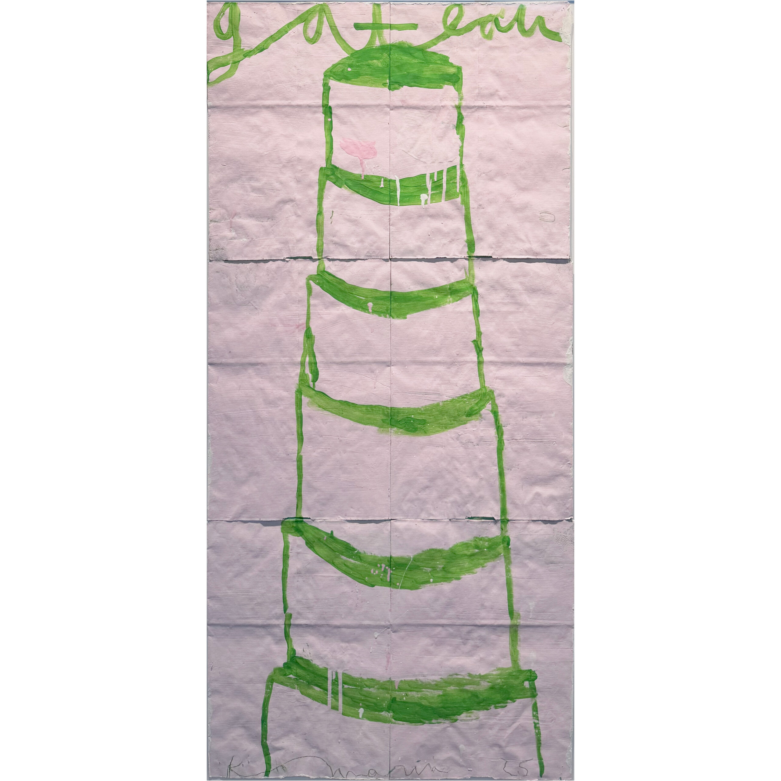 Lime on White with Hints of Pink | 55" x 28.5" Framed