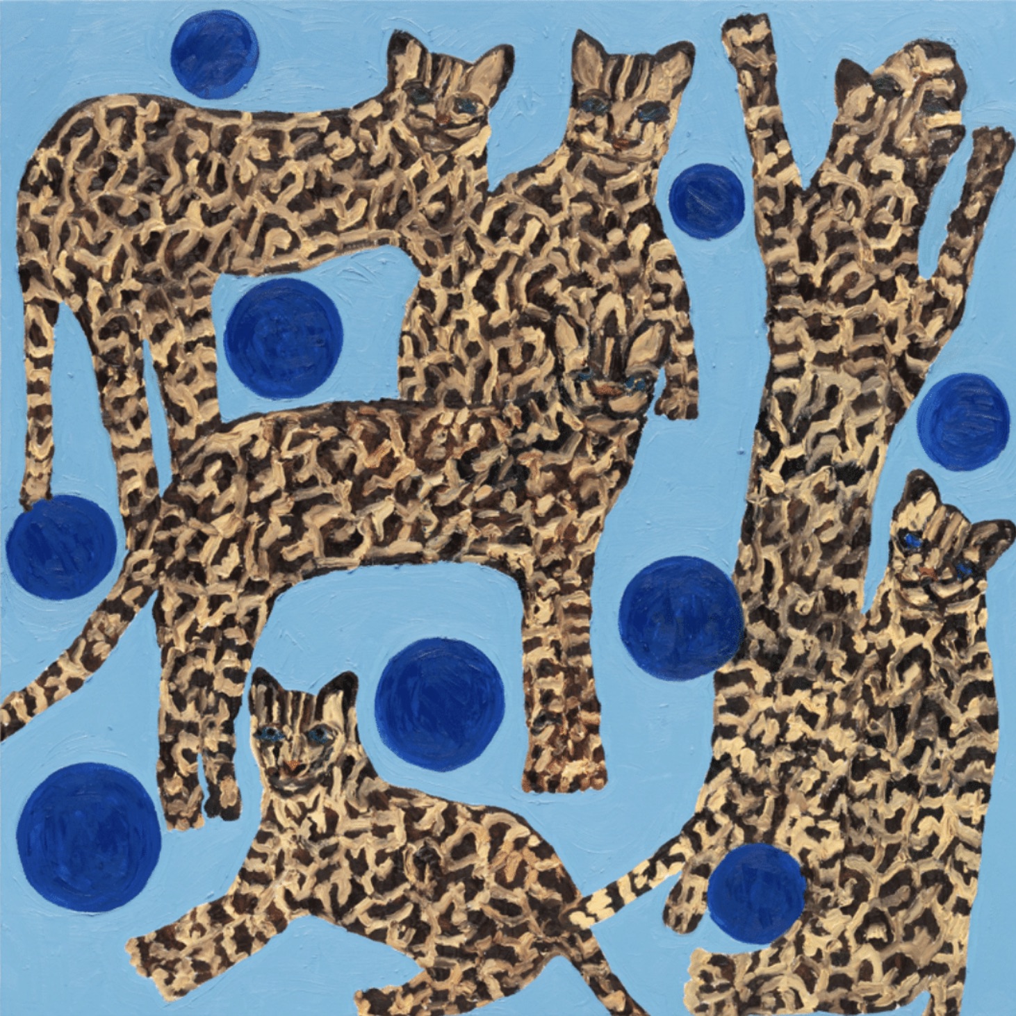 Ocelots with Blue | 48" x 48"